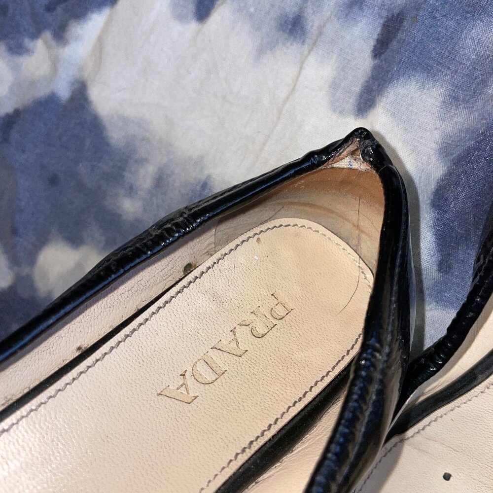 Prada Black Patent Leather Round Toe Flats, Size 36.5 EU - Picture 7 of 8